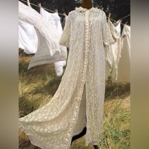 Vintage Lace Coquette Bridal Bachelorette Regency Romantic Feminine Robe Kimono